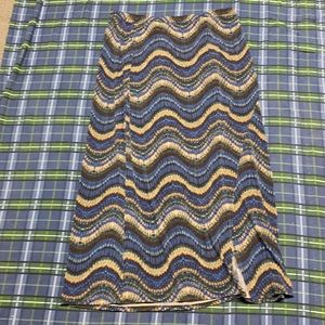 Bobeau Maxi Skirt Size 1X Blues browns and Black ECU